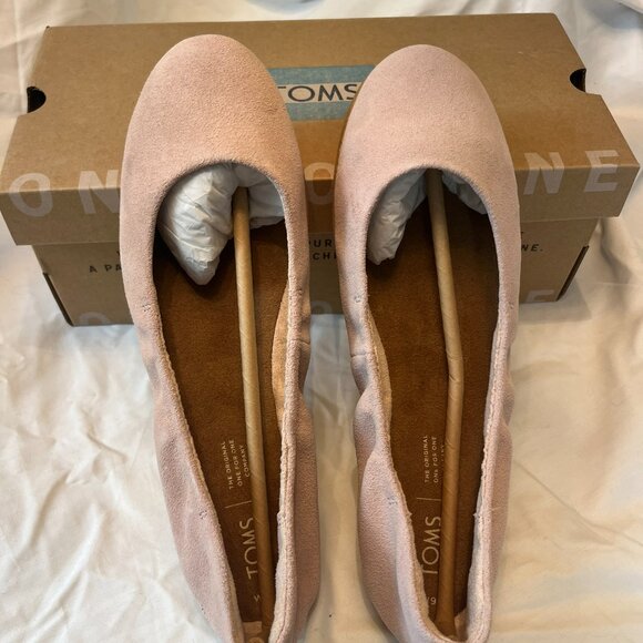 NIB TOMS Olivia Ballet Flats - Blush Suede - Sz 9 - Picture 2 of 12